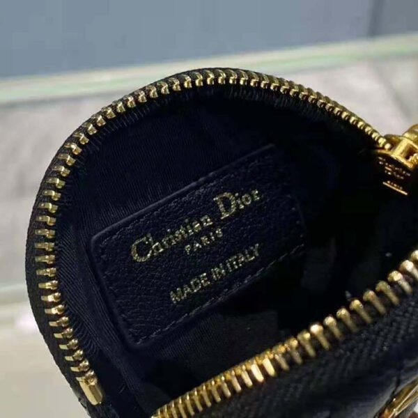 Dior Women Detachable Dior Caro Round Coin Purse-Black (10)