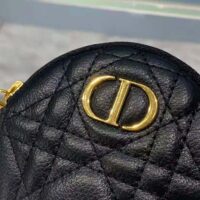 Dior Women Detachable Dior Caro Round Coin Purse-Black (1)