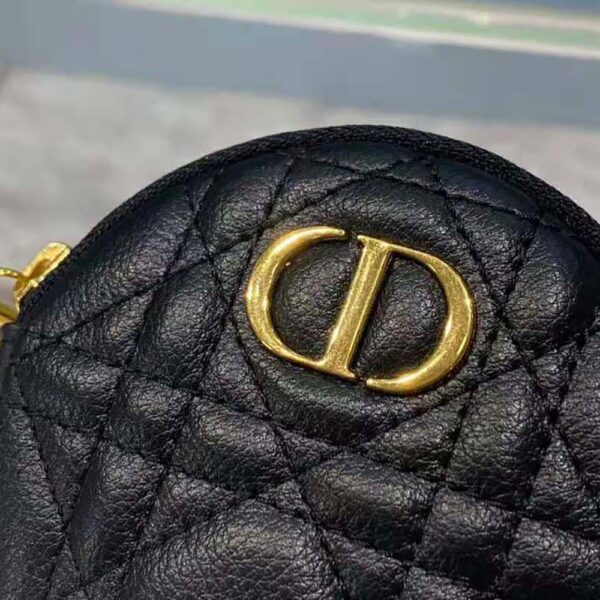 Dior Women Detachable Dior Caro Round Coin Purse-Black (5)