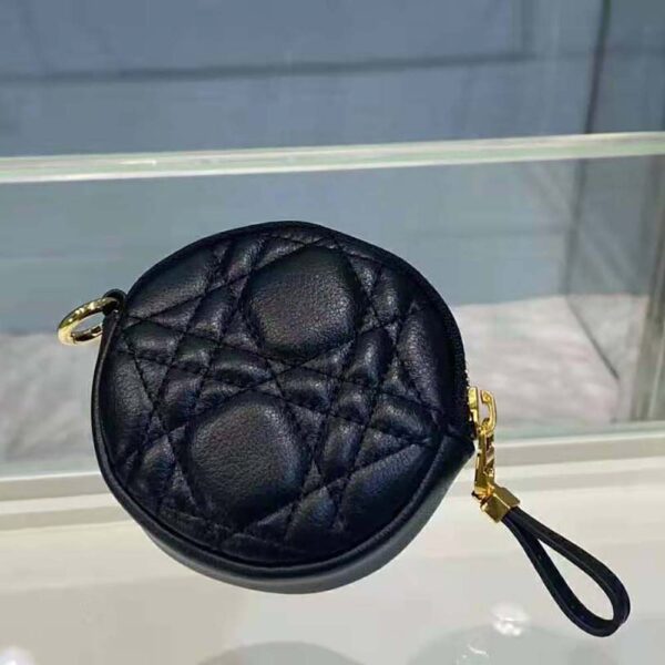 Dior Women Detachable Dior Caro Round Coin Purse-Black (7)