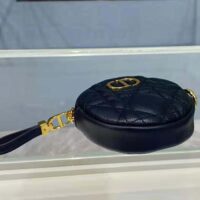 Dior Women Detachable Dior Caro Round Coin Purse-Black (1)