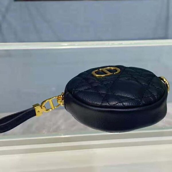 Dior Women Detachable Dior Caro Round Coin Purse-Black (8)