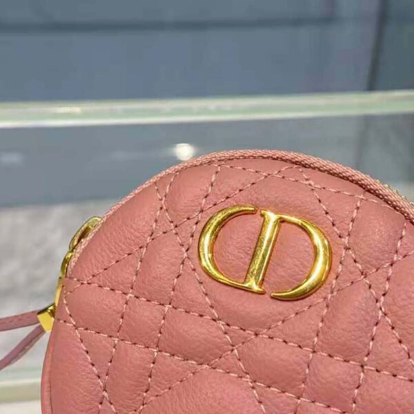 Dior Women Detachable Dior Caro Round Coin Purse-pink (4)