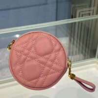 Dior Women Detachable Dior Caro Round Coin Purse-pink (1)