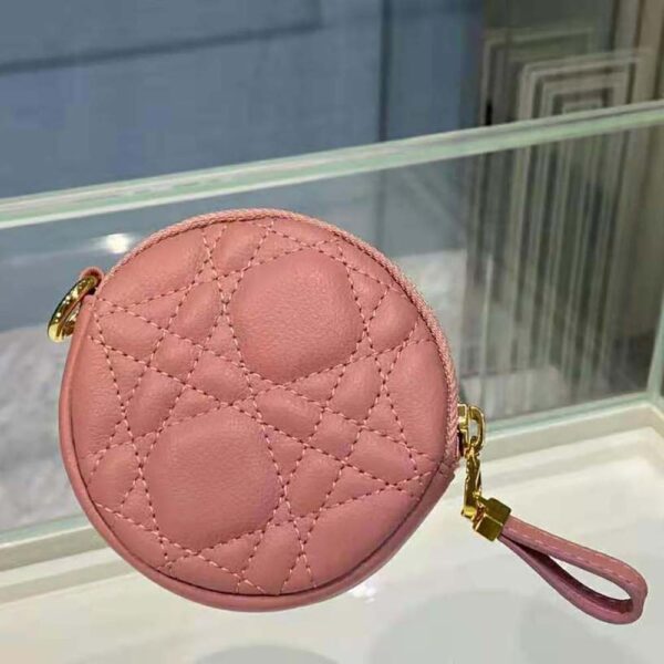 Dior Women Detachable Dior Caro Round Coin Purse-pink (6)