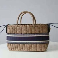 Dior Women Dior Wicker Basket Bag Blue Dior Oblique Jacquard and Natural Wicker (1)