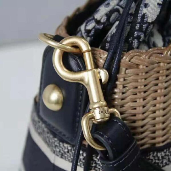 Dior Women Dior Wicker Basket Bag Blue Dior Oblique Jacquard and Natural Wicker (7)