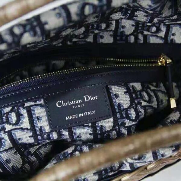 Dior Women Dior Wicker Basket Bag Blue Dior Oblique Jacquard and Natural Wicker (9)