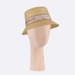 Cappello Dior Unisex CD Donna Dioresort a tesa piccola in paglia naturale con fascia rosa