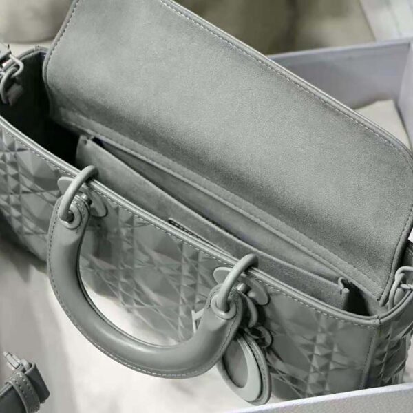 Dior Women Lady D-Joy Bag Gray Cannage Calfskin with Diamond Motif (10)