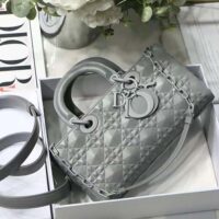 Dior Women Lady D-Joy Bag Gray Cannage Calfskin with Diamond Motif (1)