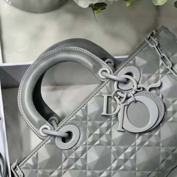 Dior Women Lady D-Joy Bag Gray Cannage Calfskin with Diamond Motif (3)