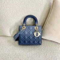 Dior Women Lady Dior my Abcdior Bag Lndigo Gradient Cannage Lambskin-Blue (1)