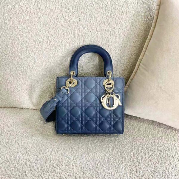 Dior Women Lady Dior my Abcdior Bag Lndigo Gradient Cannage Lambskin-Blue (2)