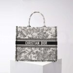 Dior Women Large Dior Book Tote Blue Toile De Jouy Flowers Embroidery - Image 2