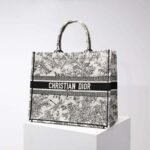 Dior Women Large Dior Book Tote Blue Toile De Jouy Flowers Embroidery - Image 4