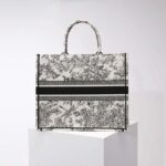 Dior Women Large Dior Book Tote Blue Toile De Jouy Flowers Embroidery - Image 3