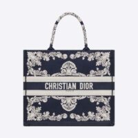 Dior Women Large Dior Book Tote Blue and White Cornely-Effect Embroidery (1)