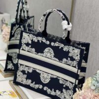 Dior Women Large Dior Book Tote Blue and White Cornely-Effect Embroidery (1)