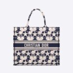 Dior Women Large Dior Book Tote Blue and White Dior Etoile Embroidery