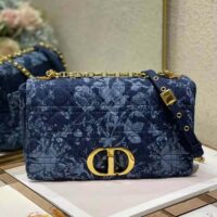 Dior Women Large Dior Caro Bag Blue Dior Flowers Cannage Denim (1)