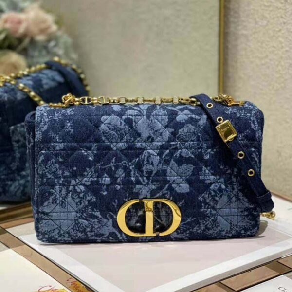 Dior Women Large Dior Caro Bag Blue Dior Flowers Cannage Denim (2)