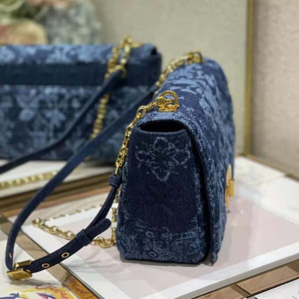 Dior Women Large Dior Caro Bag Blue Dior Flowers Cannage Denim (7)