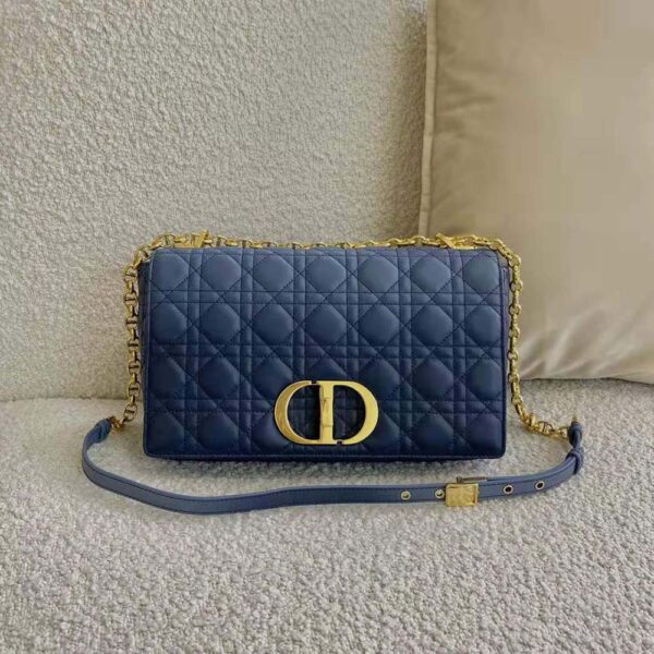 Dior Women Large Dior Caro Bag Lndigo Blue Gradient Cannage Lambskin (2)