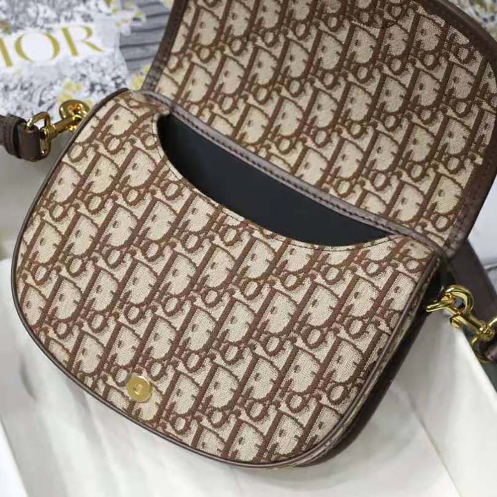 Dior Women Medium Dior Bobby Bag Brown Dior Oblique Jacquard