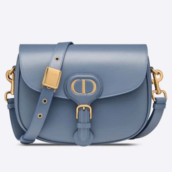 Dior Women Medium Dior Bobby Bag Denim Blue Box Calfskin Flap Closure (8)