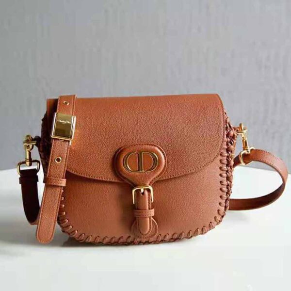 Dior Women Medium Dior Bobby Bag Grained Calfskin with Whipstitched Seams-brown (2)
