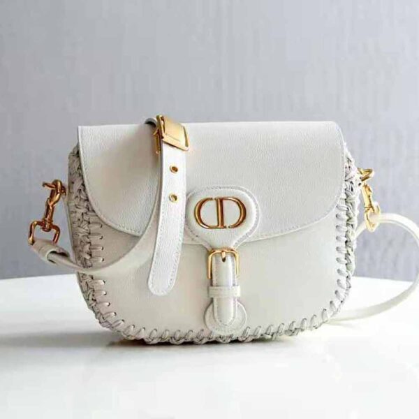 Dior Women Medium Dior Bobby Bag Grained Calfskin with Whipstitched Seams-white (2)