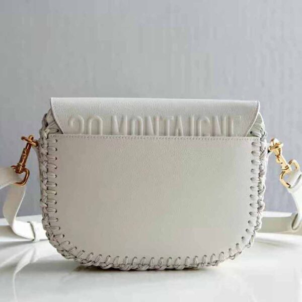 Dior Women Medium Dior Bobby Bag Grained Calfskin with Whipstitched Seams-white (4)