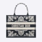 Dior Women Medium Dior Book Tote Blue Cornely-Effect Embroidered Calfskin