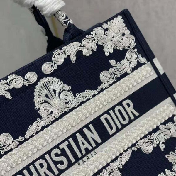 Dior Women Medium Dior Book Tote Blue Cornely-Effect Embroidered Calfskin (5)