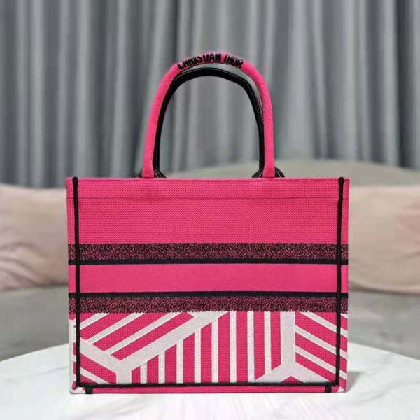 Dior Women Medium Dior Book Tote Bright Blue and Pink D-Jungle Pop Embroidery (4)