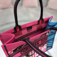 Dior Women Medium Dior Book Tote Bright Blue and Pink D-Jungle Pop Embroidery (1)