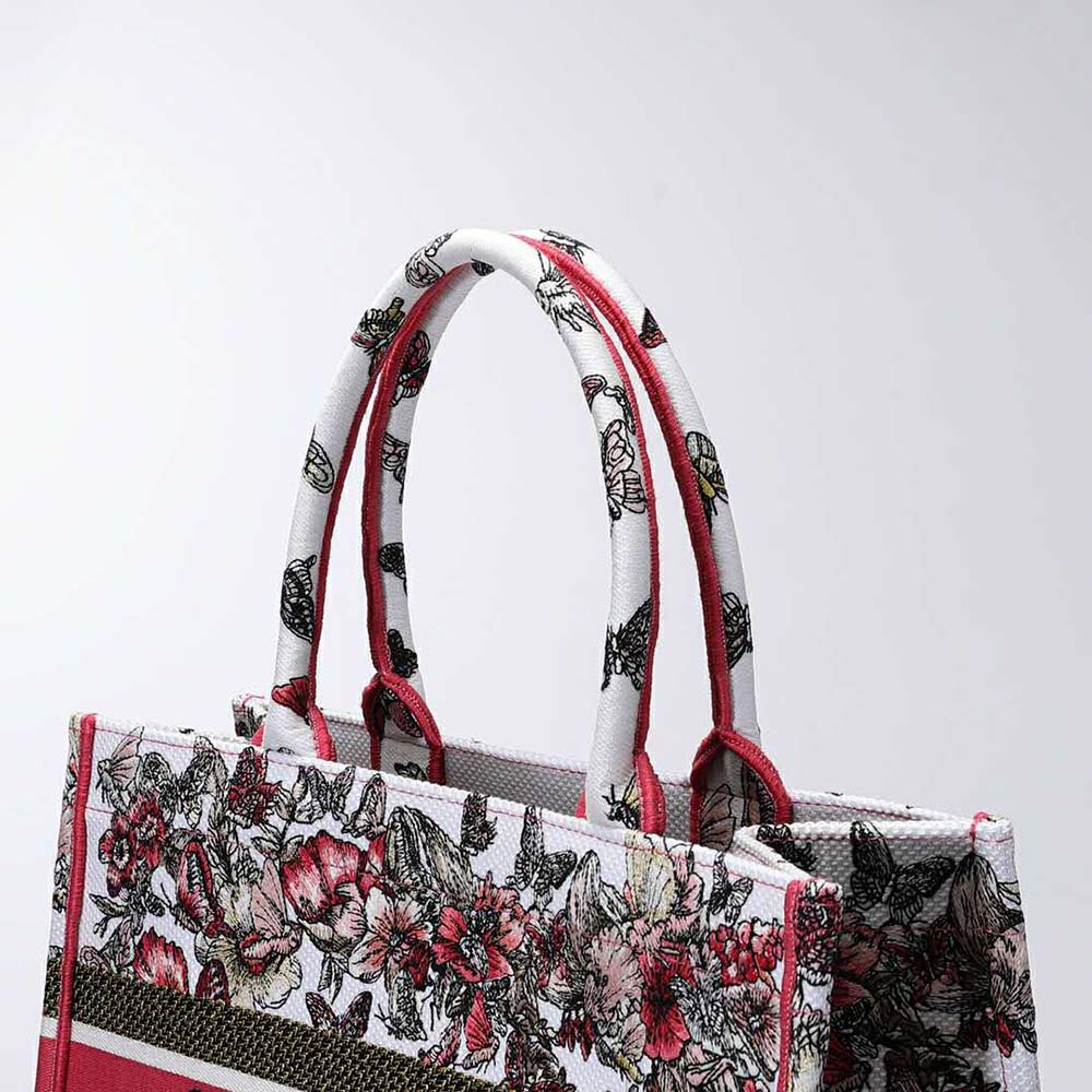 Dior Women Medium Dior Book Tote Multicolor Butterfly Embroidery