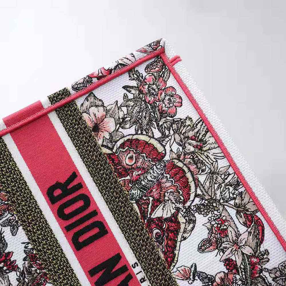 Dior Women Medium Dior Book Tote Multicolor Butterfly Embroidery
