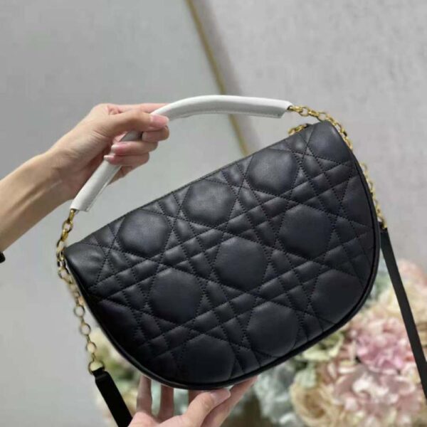 Dior Women Medium Dior Vibe Hobo Bag Black Cannage Lambskin (10)