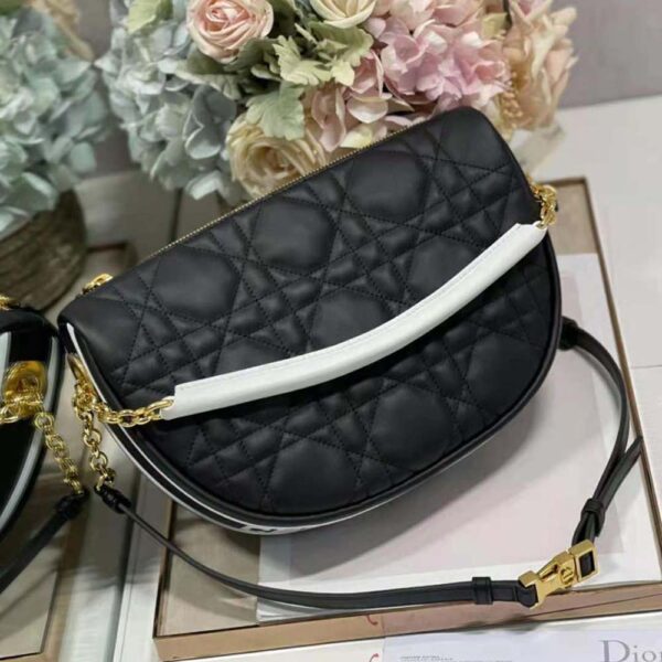 Dior Women Medium Dior Vibe Hobo Bag Black Cannage Lambskin (11)