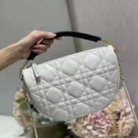 Dior Women Medium Dior Vibe Hobo Bag White Cannage Lambskin (1)