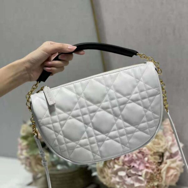 Dior Women Medium Dior Vibe Hobo Bag White Cannage Lambskin (2)