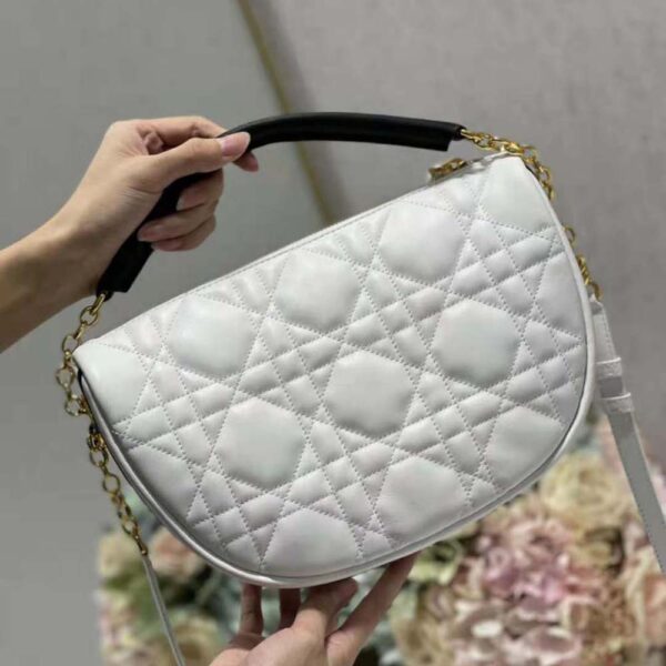 Dior Women Medium Dior Vibe Hobo Bag White Cannage Lambskin (5)