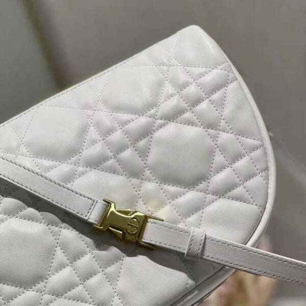Dior Women Medium Dior Vibe Hobo Bag White Cannage Lambskin (6)