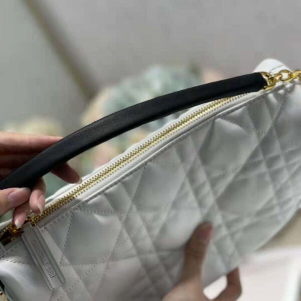 Dior Women Medium Dior Vibe Hobo Bag White Cannage Lambskin (7)