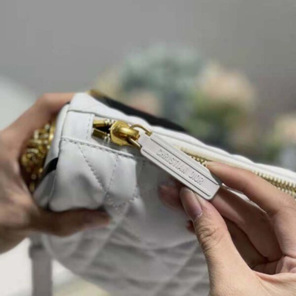 Dior Women Medium Dior Vibe Hobo Bag White Cannage Lambskin (9)