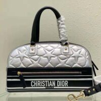 Dior Women Medium Dior Vibe Zip Bowling Bag Black and Silver Padded Dior etoile Calfskin (1)