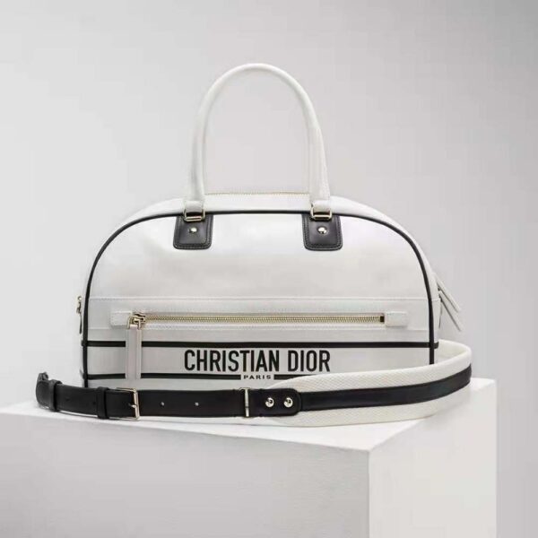 Dior Women Medium Dior Vibe Zip Bowling Bag White Smooth Calfskin (2)