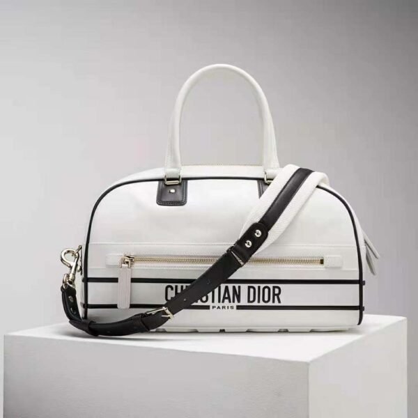 Dior Women Medium Dior Vibe Zip Bowling Bag White Smooth Calfskin (4)